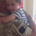 Army dad hides in box to surprise son